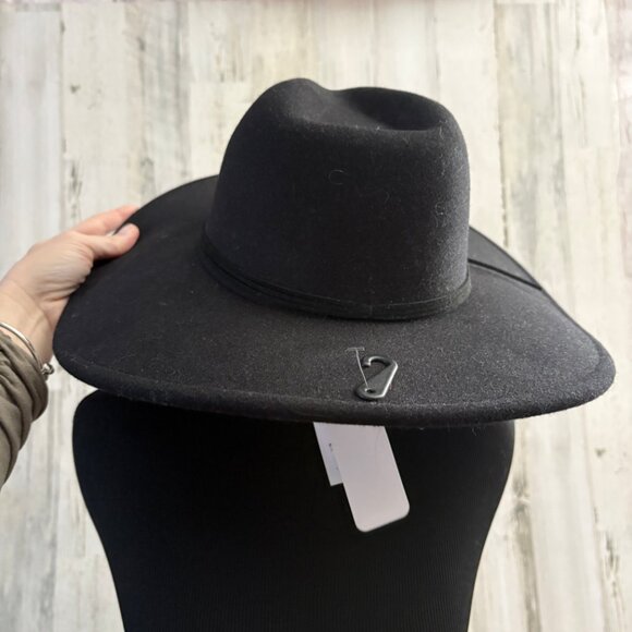 NWT Sonoma Black Felt Fedora Hat Wide Brim Hat - Picture 3 of 4